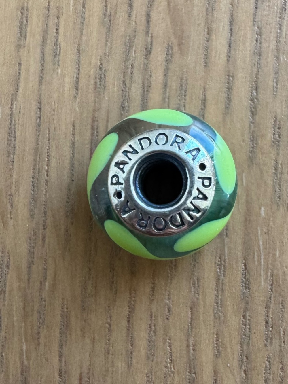 Pandora Charm - Teal & Green Floral Pattern
